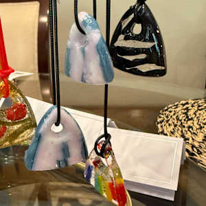 Triangle Lt Blue White Pink Necklace #1 by Candice Treat Murphy, Image 2.