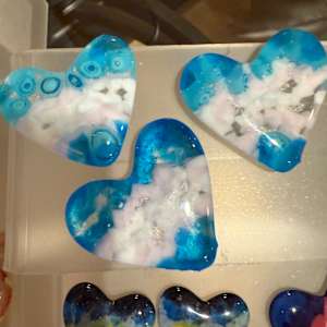 Magnet Pocket Heart 2” Blue White Pink by Candice Treat Murphy, Image 1.