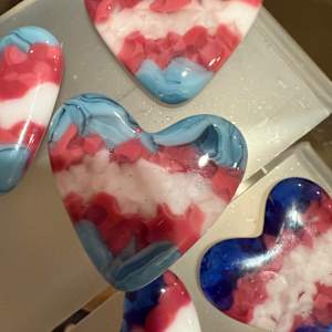 3” Square Glass Box #4 with 2” Pocket Heart on Bamboo Lid (Blue White Pink) by Candice Treat Murphy, Image 1.