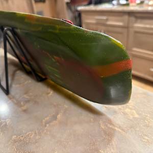 Olive, Red, and Dichroic Strips Large Tray by Candice Treat Murphy, Image 3.