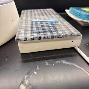 Turquoise String Trapped Bubbles 9” x 5” Tray by Candice Treat Murphy, Image 1.