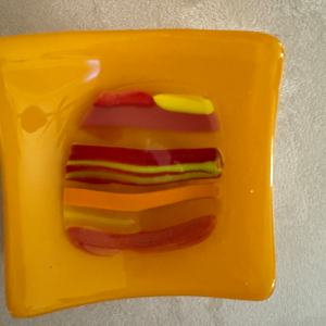 4” Marigold Sushi Dish with 1 Stone by Candice Treat Murphy, Image 1.