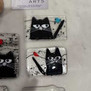 Peeky Black Cat with Bird I by Candice Treat Murphy