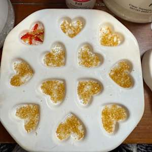 Qty 10 1.5” Tiny Pocket Heart Sunburst, Red Striker, and Gold Leaf #1-10 by Candice Treat Murphy, Image 3.