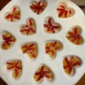 Qty 10 1.5” Tiny Pocket Heart Sunburst, Red Striker, and Gold Leaf #1-10 by Candice Treat Murphy, Image 5.