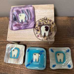 Blue Transparent Tooth Heart Ornament by Candice Treat Murphy, Image 4.