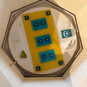 Yellow, Turquoise, & Egyptian Blue Sushi Tray by Candice Treat Murphy, Image 1.