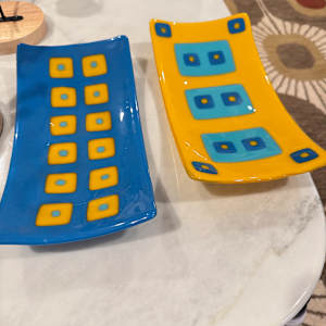 Yellow, Turquoise, & Egyptian Blue Sushi Tray by Candice Treat Murphy, Image 4.