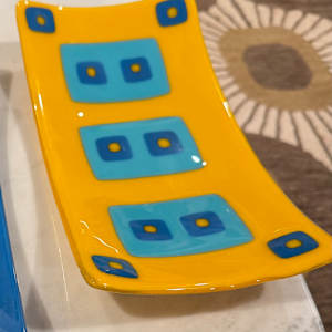 Yellow, Turquoise, & Egyptian Blue Sushi Tray by Candice Treat Murphy, Image 6.