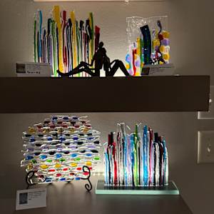 Rainbow On Edge Strip Sculpture III on Custom Stand by Candice Treat Murphy, Image 5.