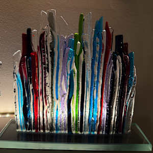 Rainbow On Edge Strip Sculpture III on Custom Stand by Candice Treat Murphy