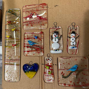 Two Little Green Birds Ornament #1 by Candice Treat Murphy, Image 5.