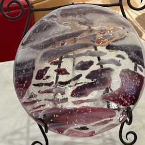 Purple and White Dichroic Clouds Bowl by Candice Treat Murphy