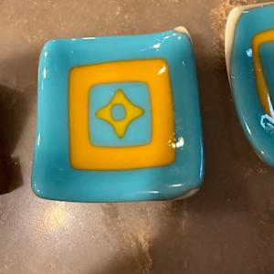 3” Turquoise, Egyptian Blue, Gold, and Vanilla  Sushi Dish #1 by Candice Treat Murphy, Image 3.