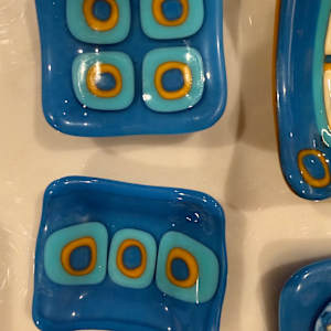 3” Egyptian Blue, Turquoise, Marigold, and Vanilla Sushi Dish #4 by Candice Treat Murphy, Image 1.