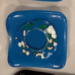 3” Egyptian Blue with Vanilla and Jade Loop Sushi Dish #4 by Candice Treat Murphy, Image 1.