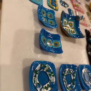 3” Egyptian Blue with Vanilla and Jade Loop Small Sushi Dish #3 by Candice Treat Murphy, Image 2.