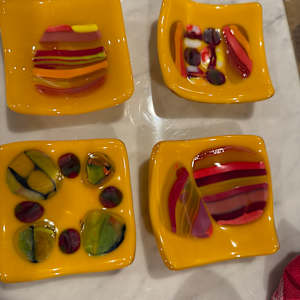 4” Marigold Sushi Dish with 8 Stones by Candice Treat Murphy, Image 4.