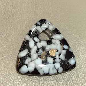 Triangle Black and White Frit with Gold Flakes Necklace #2 by Candice Treat Murphy, Image 1.