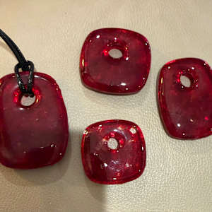 Striker Red Rectangle Necklace #1 by Candice Treat Murphy, Image 1.