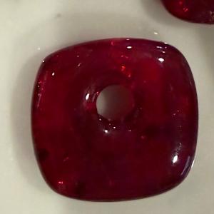 Striker Red Square Necklace on Magnetic Loop by Candice Treat Murphy, Image 2.