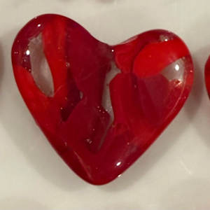 3” Square Glass Box #2 with 2" Pocket Heart on Bamboo Lid (Red and Clear) by Candice Treat Murphy, Image 2.