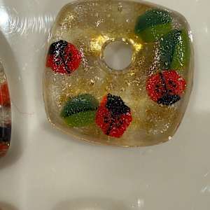 Square Necklace Ladybugs and Leaves #3 by Candice Treat Murphy, Image 2.