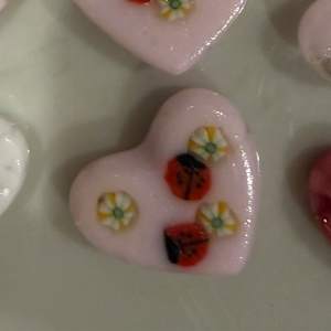 1.5" Tiny Pocket Heart Ladybugs and Flowers in Pink #10 by Candice Treat Murphy