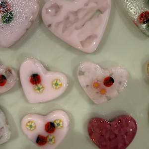 1.5" Tiny Pocket Heart Ladybugs and Flowers in Pink #10 by Candice Treat Murphy, Image 5.