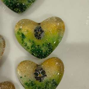 1.5" Tiny Pocket Heart #5 (Owl) by Candice Treat Murphy, Image 3.