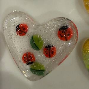2" Pocket Heart Ladybugs and Leaves #3 by Candice Treat Murphy, Image 4.