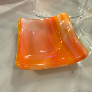 4” Streaky Orange Sushi Dish by Candice Treat Murphy, Image 2.