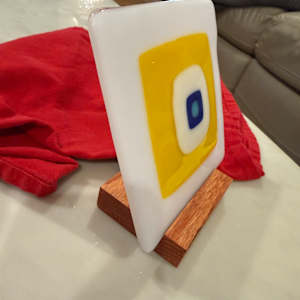 6” Yellow White Egyptian Blue and Turquoise Square by Candice Treat Murphy, Image 3.