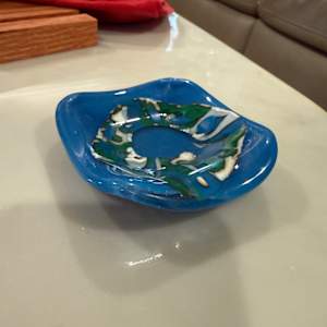 3” Egyptian Blue with Vanilla and Jade Loop Sushi Dish #4 by Candice Treat Murphy, Image 6.