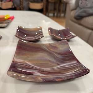 4” Streaky Browns Sushi Dish #2 by Candice Treat Murphy, Image 2.