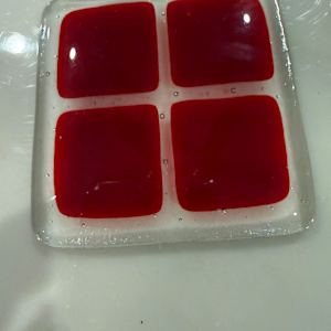 3.5" Plant Stake Red Squares #1 by Candice Treat Murphy, Image 1.