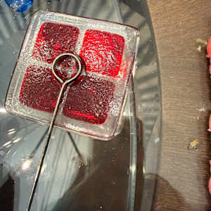 3.5" Plant Stake Red Squares #1 by Candice Treat Murphy, Image 3.