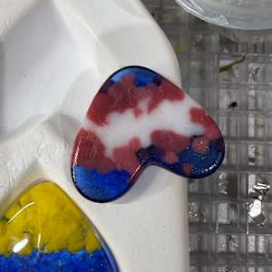 1.5" Tiny Pocket Heart Blue White Pink #5 by Candice Treat Murphy, Image 3.