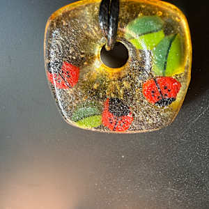Square Necklace Ladybugs and Leaves #3 by Candice Treat Murphy, Image 5.