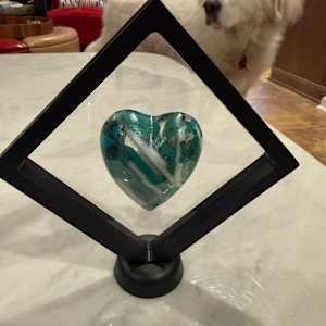 4” x 3” Paperweight Large Heart (Blue White and Turquoise Chunks) by Candice Treat Murphy, Image 4.
