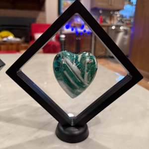 4” x 3” Paperweight Large Heart (Blue White and Turquoise Chunks) by Candice Treat Murphy, Image 3.