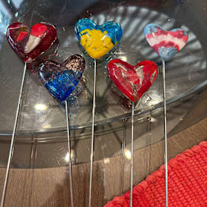 2" Ukraine Colors Pocket Heart Plant Stake #1 by Candice Treat Murphy, Image 3.