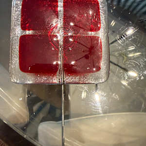 3.5" Plant Stake Red Squares #1 by Candice Treat Murphy, Image 4.