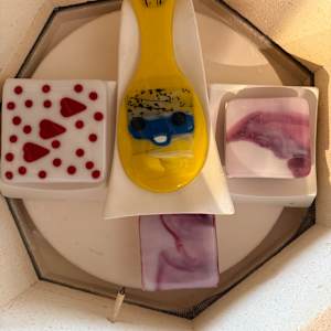 Blue the Truck on Marigold Spoon Rest #1 by Candice Treat Murphy, Image 1.