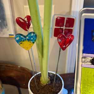 2" Ukraine Colors Pocket Heart Plant Stake #1 by Candice Treat Murphy, Image 5.