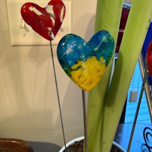 2" Ukraine Colors Pocket Heart Plant Stake #1 by Candice Treat Murphy, Image 4.