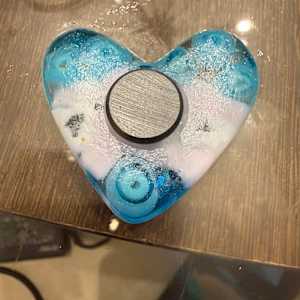 Magnet Pocket Heart 2” Blue White Pink by Candice Treat Murphy, Image 4.