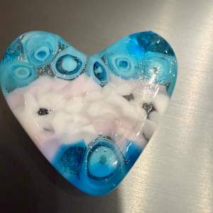 Magnet Pocket Heart 2” Blue White Pink by Candice Treat Murphy