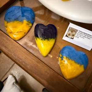 Ukraine Colors Large Heart Paperweight #1 by Candice Treat Murphy, Image 3.