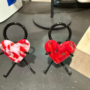 2" Pocket Heart Red Pink and White #3 by Candice Treat Murphy, Image 2.